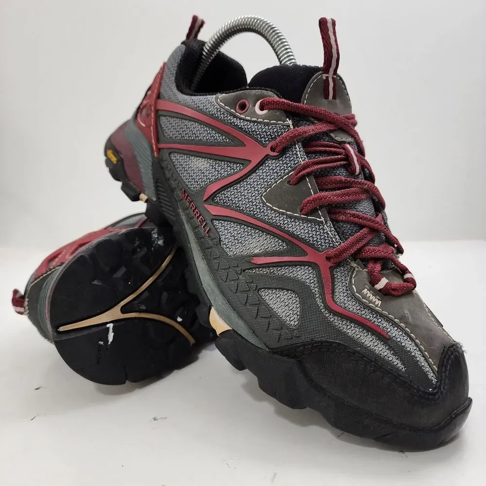 MERRELL Shoes TURBULENCE Womens Size 8 Gray Red Trail Hiking Performance Outdoor